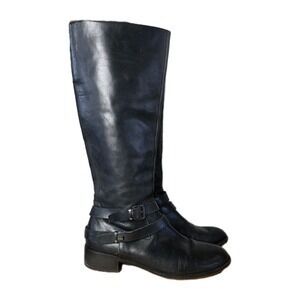 Neiman Marcus Yunna Black Leather Knee -High Riding Boots  Women's Size 10/10.5